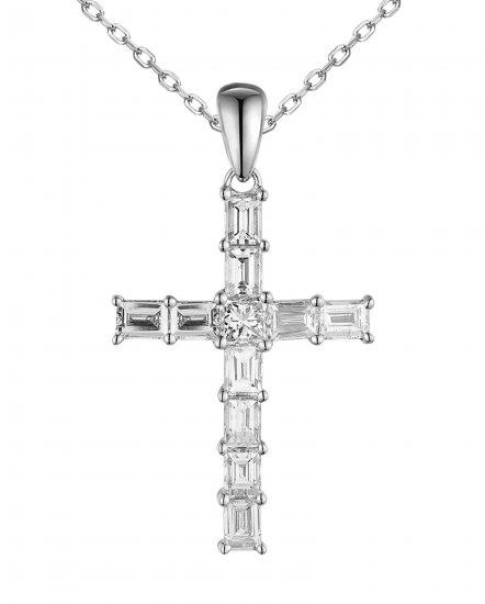 CROSS BAGUETTE DIAMOND PENDANT (TP3487)