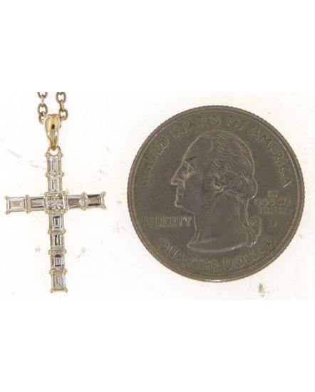 CROSS BAGUETTE DIAMOND PENDANT (TP3487)