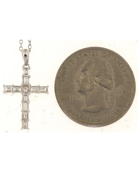 CROSS BAGUETTE DIAMOND PENDANT (TP3487)