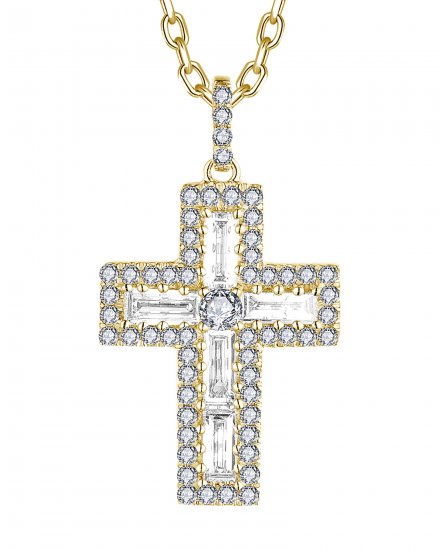 CROSS BAGUETTE DIAMOND PENDANT (TP3511)