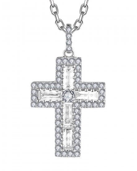 CROSS BAGUETTE DIAMOND PENDANT (TP3511)