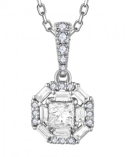 OCTAGON STYLE PRINCESS CUT DIAMOND PENDANT (TP3522)