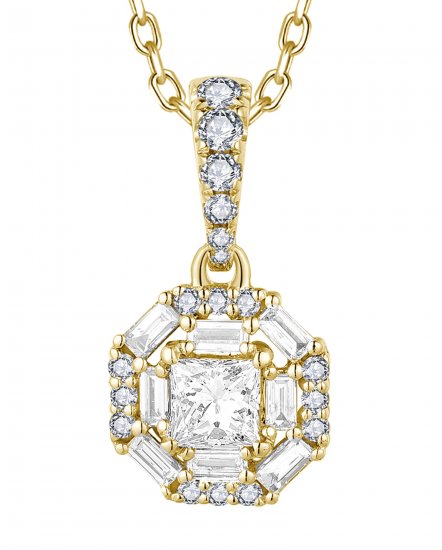 OCTAGON STYLE PRINCESS CUT DIAMOND PENDANT (TP3522)