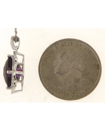 CUSHION AMETHYST DIAMOND PENDANT (TP3524)
