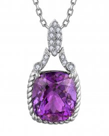 CUSHION AMETHYST DIAMOND PENDANT (TP3527)