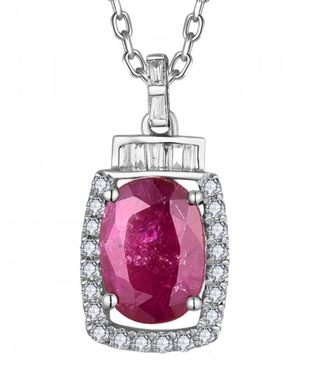 OVAL RUBY DIAMOND PENDANT (TP3535)