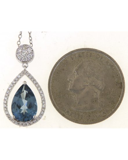 PEAR SHAPE LONDON BLUE TOPAZ DIAMOND PENDANT (TP3540)