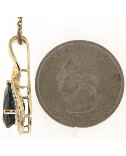 PEAR SHAPE LONDON BLUE TOPAZ DIAMOND PENDANT (TP3541)