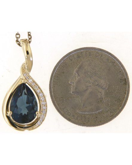 PEAR SHAPE LONDON BLUE TOPAZ DIAMOND PENDANT (TP3541)