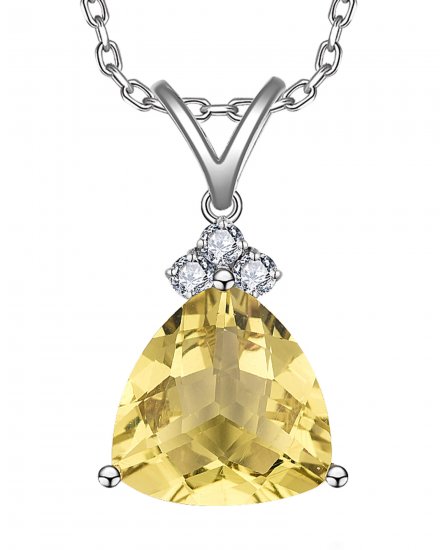 TRIANGLE LEMON QUARTZ DIAMOND PENDANT (TP3543)