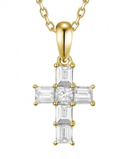 CROSS BAGUETTE DIAMOND PENDANT (TP3556C)