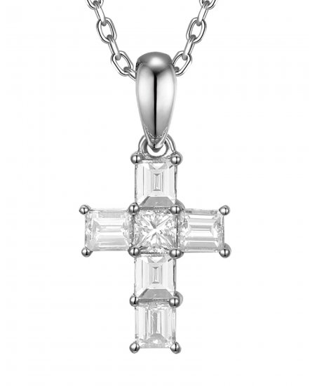 CROSS BAGUETTE DIAMOND PENDANT (TP3556C)
