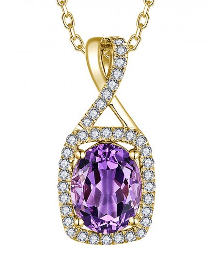 OVAL AMETHYST DIAMOND PENDANT (TP3561)