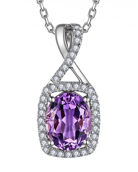 OVAL AMETHYST DIAMOND PENDANT (TP3561)