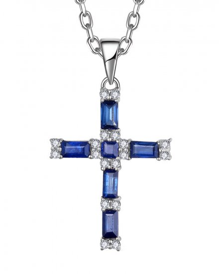 CROSS SAPPHIRE DIAMOND PENDANT (TP3567)