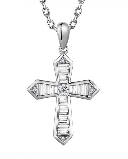 CROSS BAGUETTE DIAMOND PENDANT (TP3568)