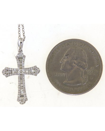 CROSS BAGUETTE DIAMOND PENDANT (TP3569)