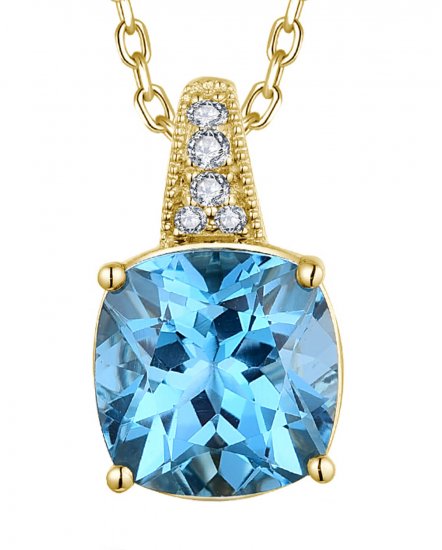 CUSHION LONDON BLUE TOPAZ DIAMOND PENDANT (TP3581)