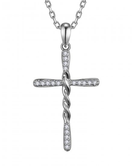 CRISS CROSS STYLE CROSS DIAMOND PENDANT (TP3589)