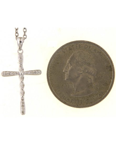 CRISS CROSS STYLE CROSS DIAMOND PENDANT (TP3589)