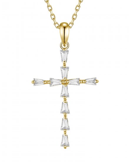 CROSS BAGUETTE DIAMOND PENDANT (TP3597)