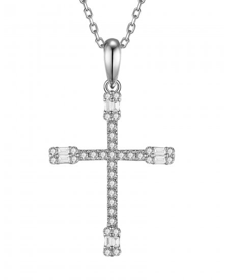 CROSS BAGUETTE DIAMOND PENDANT (TP3598)