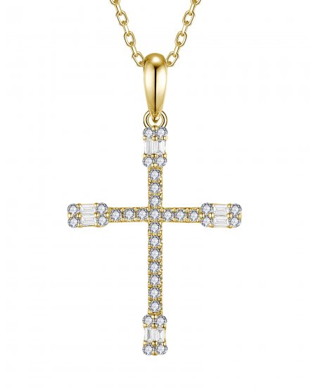 CROSS BAGUETTE DIAMOND PENDANT (TP3598)