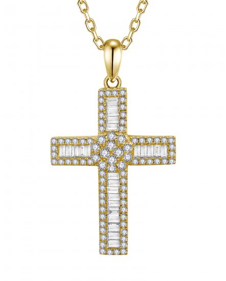 CROSS BAGUETTE DIAMOND PENDANT (TP3608)