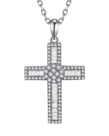 CROSS BAGUETTE DIAMOND PENDANT (TP3608)