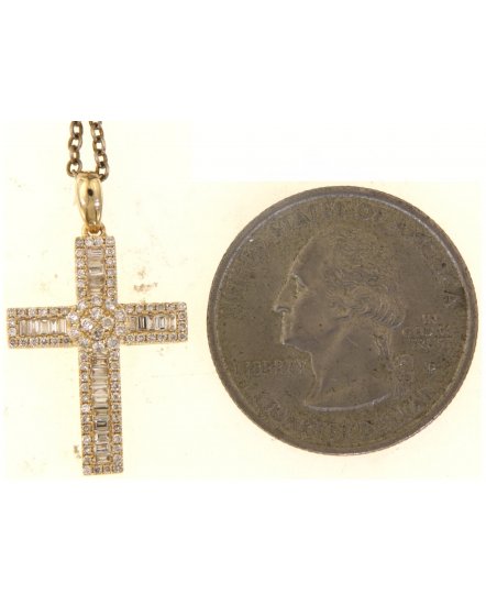 CROSS BAGUETTE DIAMOND PENDANT (TP3608)