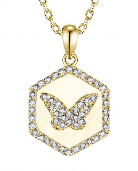 HEXAGON STYLE BUTTERFLY DIAMOND PENDANT (TP3615)
