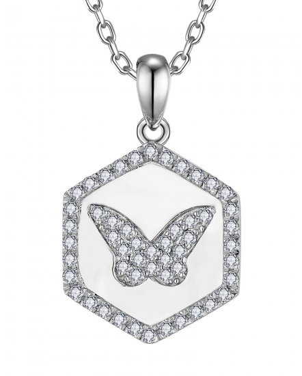 HEXAGON STYLE BUTTERFLY DIAMOND PENDANT (TP3615)