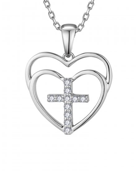 HEART SHAPE CROSS DIAMOND PENDANT (TP3633)
