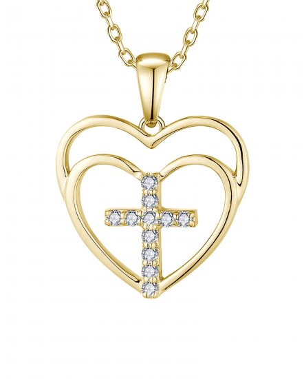 HEART SHAPE CROSS DIAMOND PENDANT (TP3633)