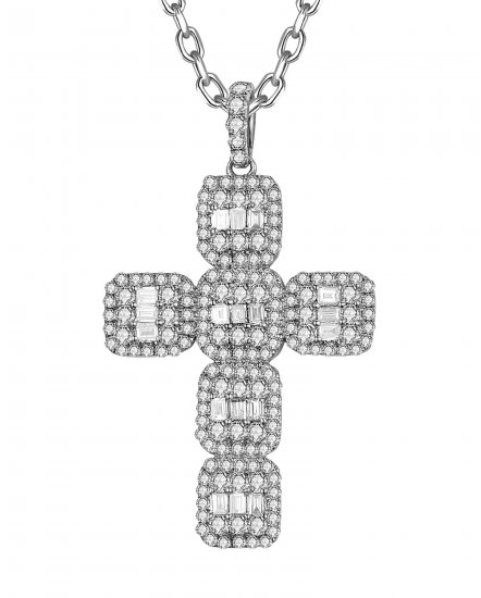 CROSS BAGUETTE DIAMOND PENDANT (TP3649)