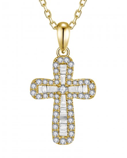 CROSS BAGUETTE DIAMOND PENDANT (TP3651)