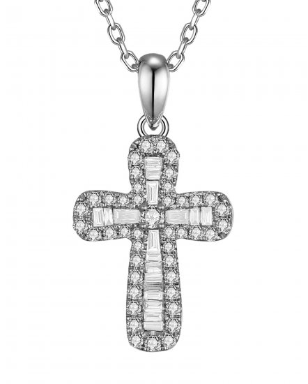 CROSS BAGUETTE DIAMOND PENDANT (TP3651)