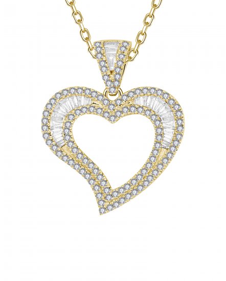 HEART SHAPE BAGUETTE DIAMOND PENDANT (TP3653)