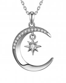 CRESCENT MOON NORTH STAR DIAMOND PENDANT (TP3660)