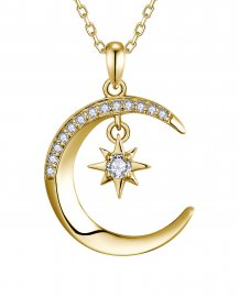 CRESCENT MOON NORTH STAR DIAMOND PENDANT (TP3660)