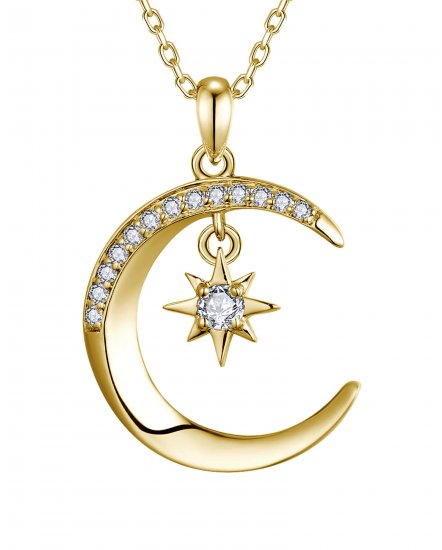 CRESCENT MOON NORTH STAR DIAMOND PENDANT (TP3660)