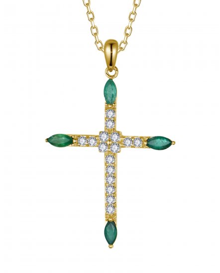 CROSS EMERALD DIAMOND PENDANT (TP3681)