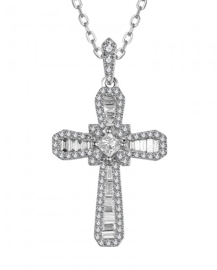CROSS BAGUETTE DIAMOND PENDANT (TP3702)