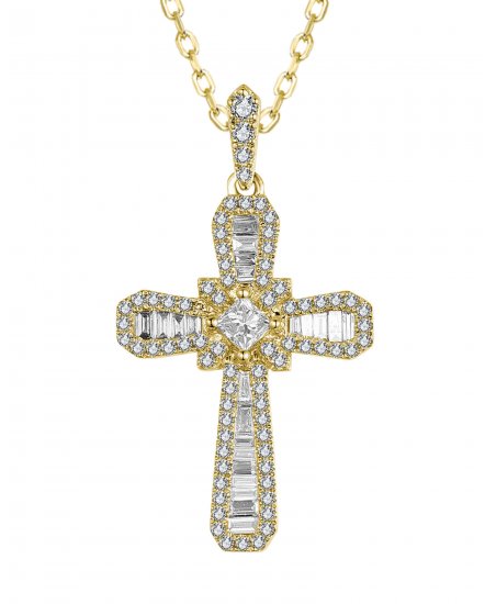 CROSS BAGUETTE DIAMOND PENDANT (TP3702)