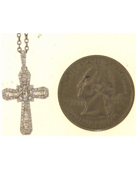 CROSS BAGUETTE DIAMOND PENDANT (TP3702)