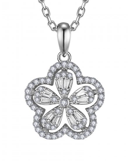 FLORAL STYLE BAGUETTE DIAMOND PENDANT (TP3726)