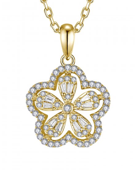 FLORAL STYLE BAGUETTE DIAMOND PENDANT (TP3726)