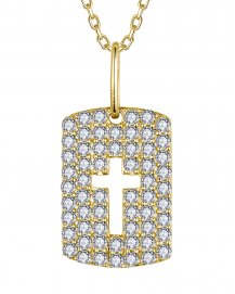 DOG TAG STYLE CROSS DIAMOND PENDANT (TP3734)