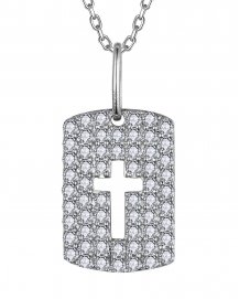 DOG TAG STYLE CROSS DIAMOND PENDANT (TP3734)