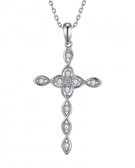 CRISS CROSS STYLE CROSS DIAMOND PENDANT (TP3743)